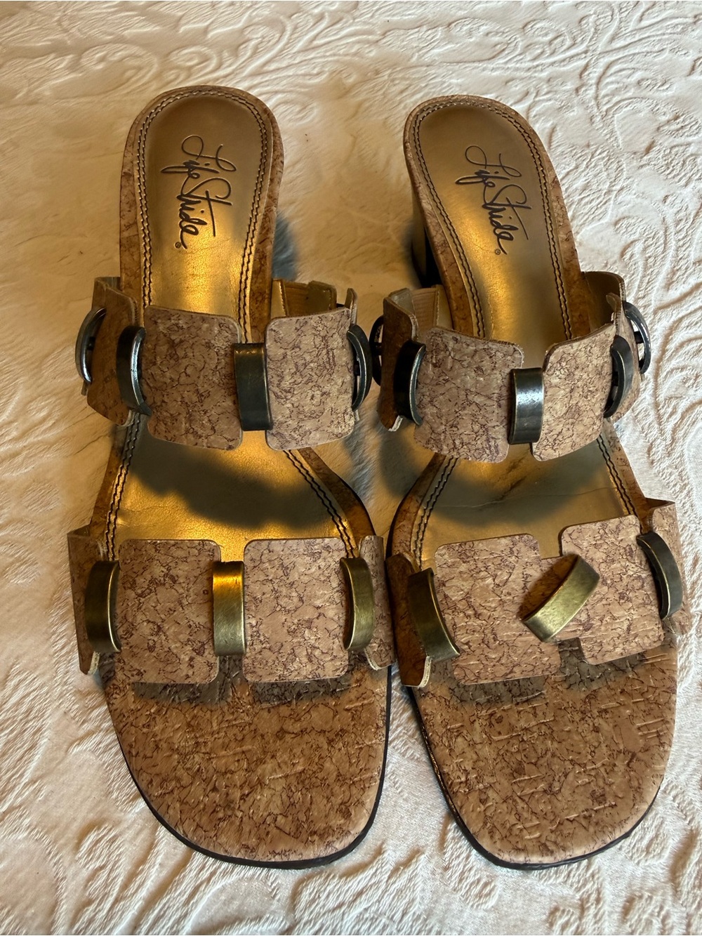 Life Stride Women's Cork Slide Sandals in Tan 9